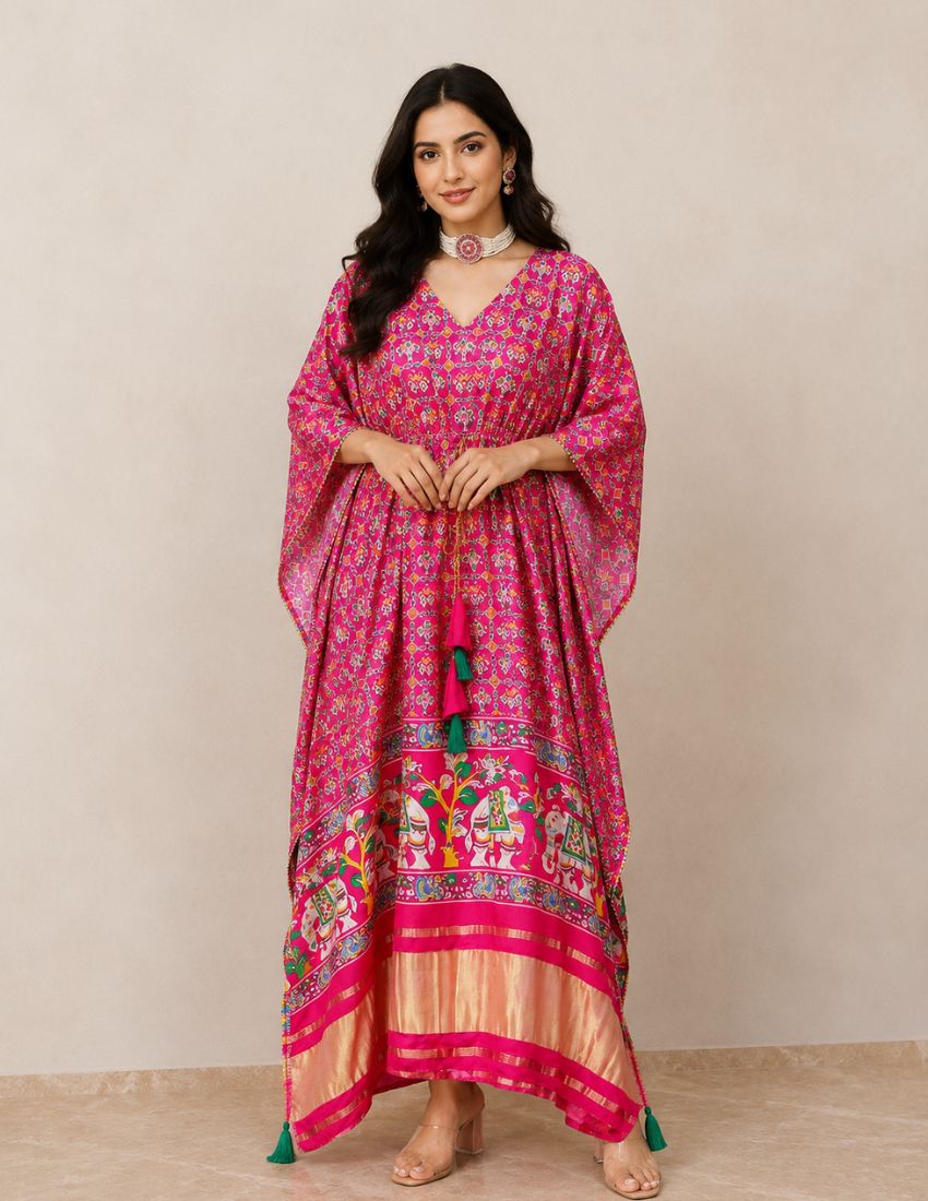 Royal Pink Printed Kaftan