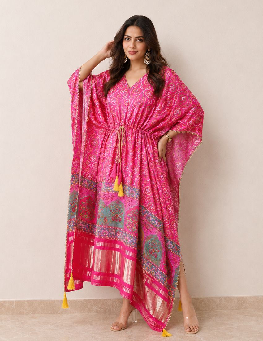 Pink Elegance Printed Kaftan