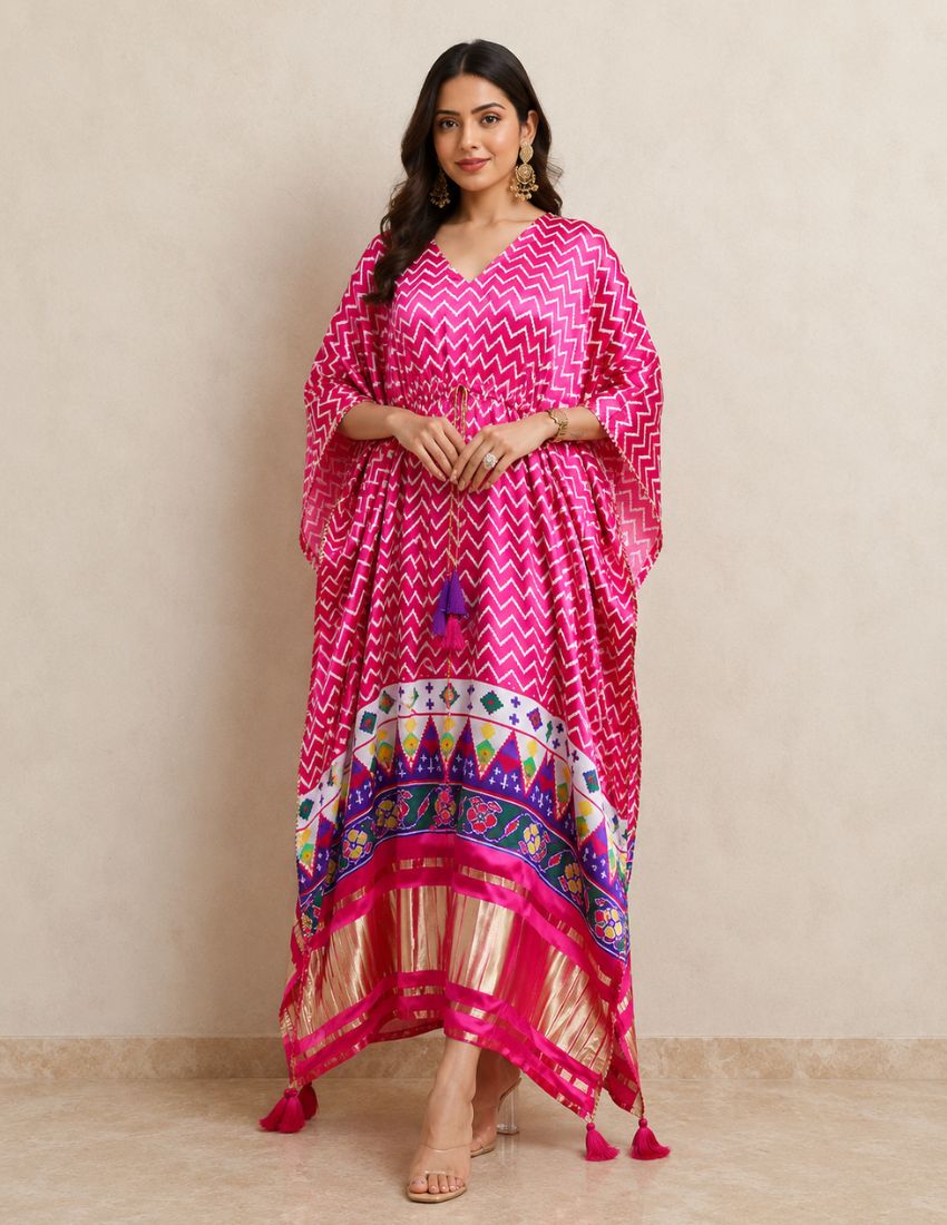 Pink Elegance Printed Kaftan