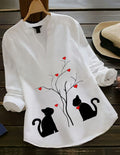 Cat Art Printed Rayon Top