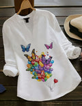 Butterfly Bloom Dreams White Rayon Top for Women