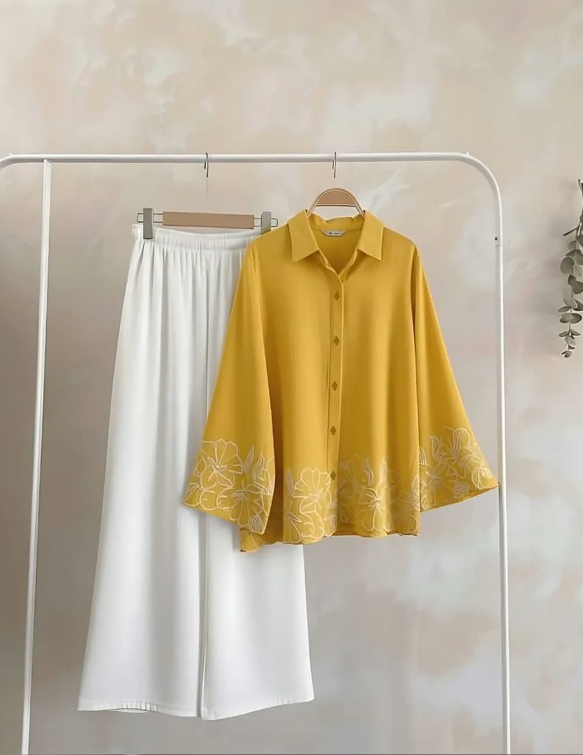 Golden Yellow Shirt and White Pant