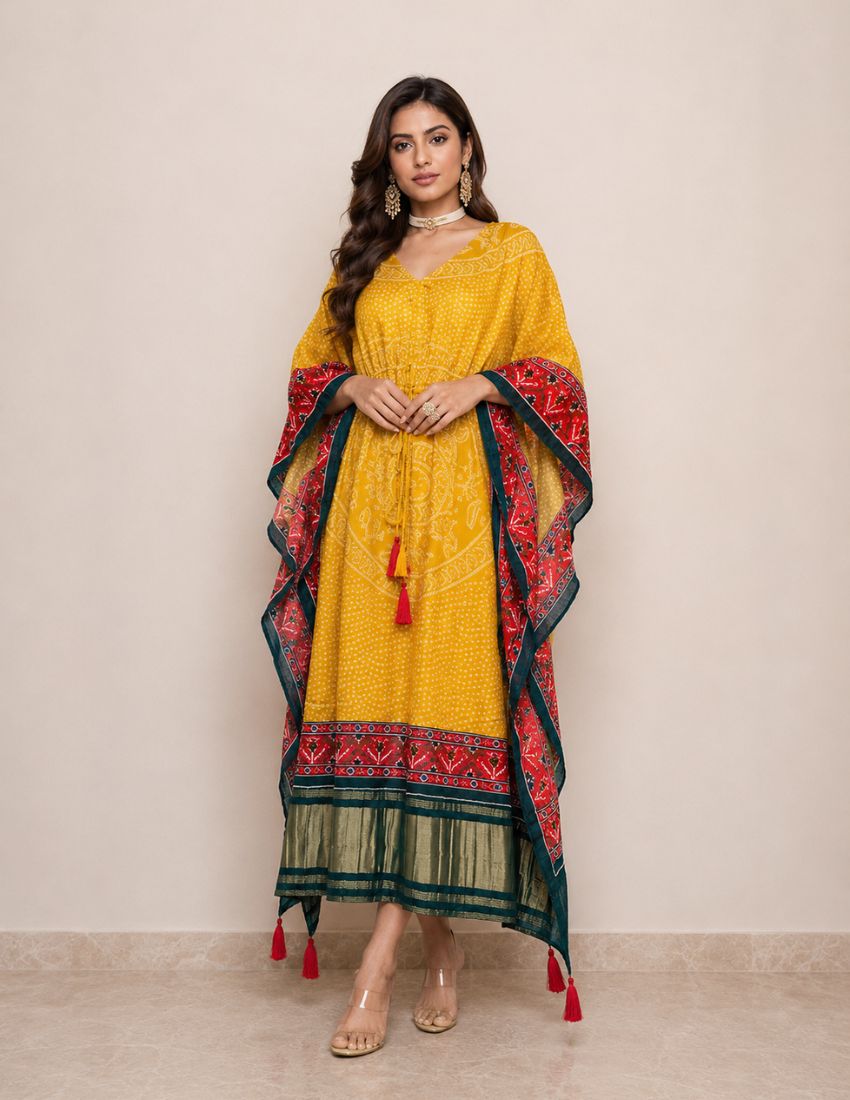 Yellow Elegance Printed Kaftan