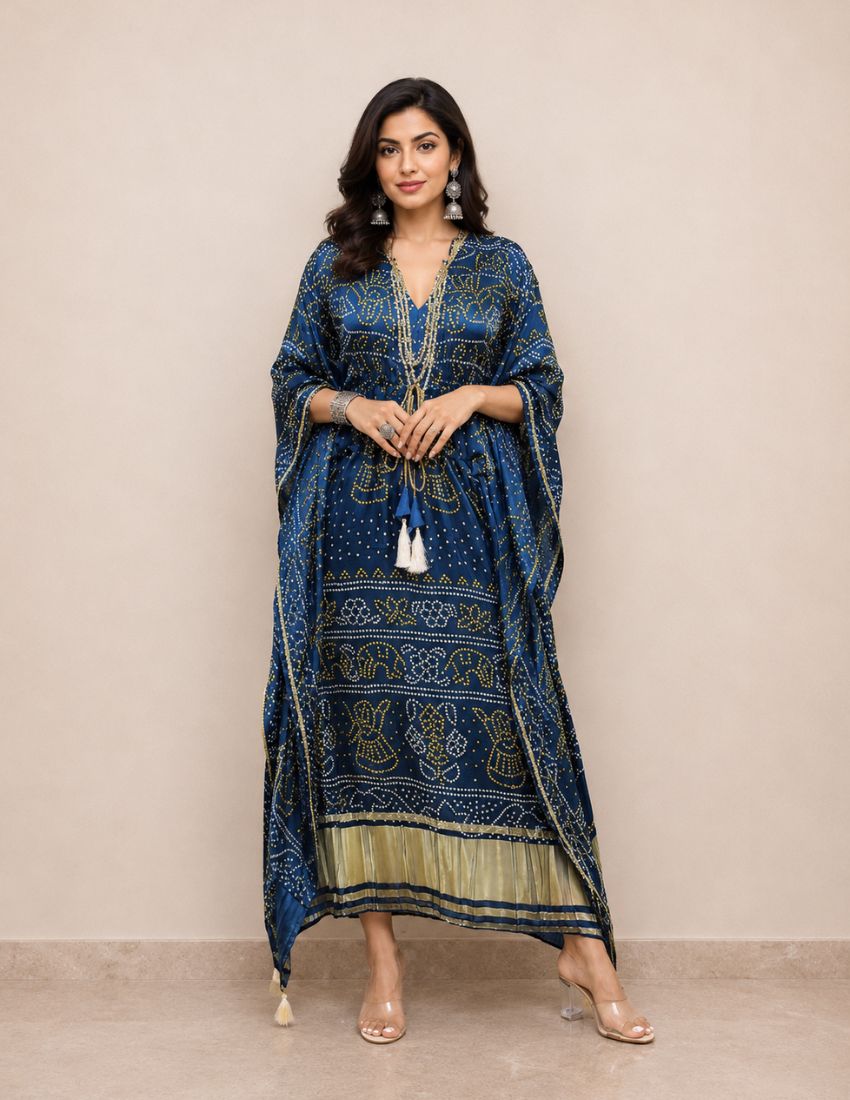 Blue Elegance Printed Kaftan