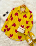 Elegant Heart Print Shirt - Yellow