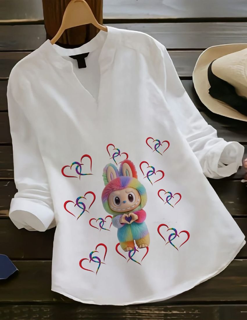 Labubu Pastel Bunny Doll Graphics Print Top
