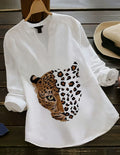 Leopard Lux Art Graphic Print White Top