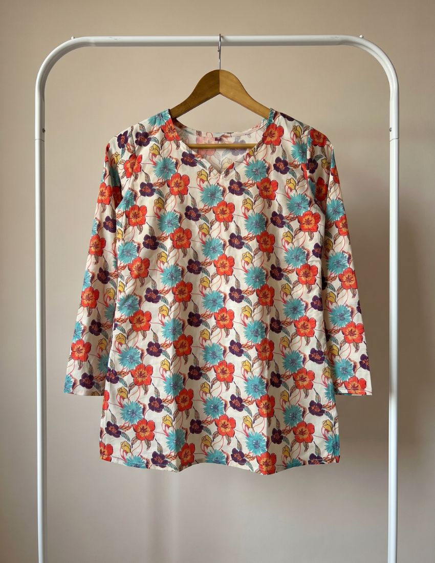 Coral Blossom Casual Top