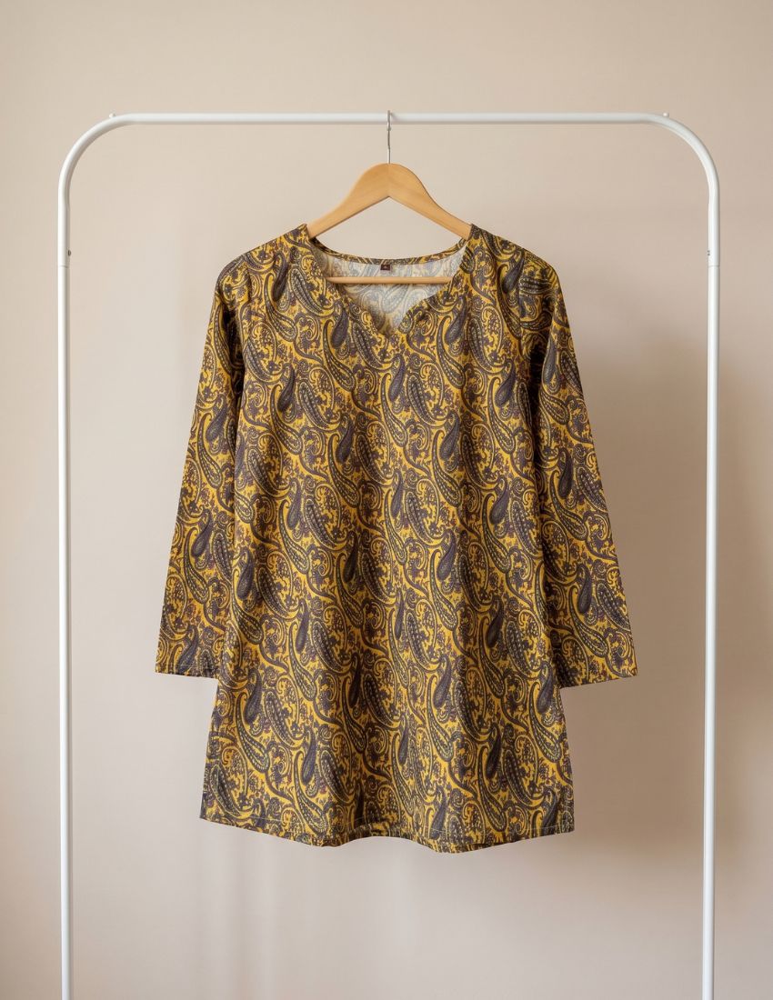 Mustard Gold Paisley Design Top