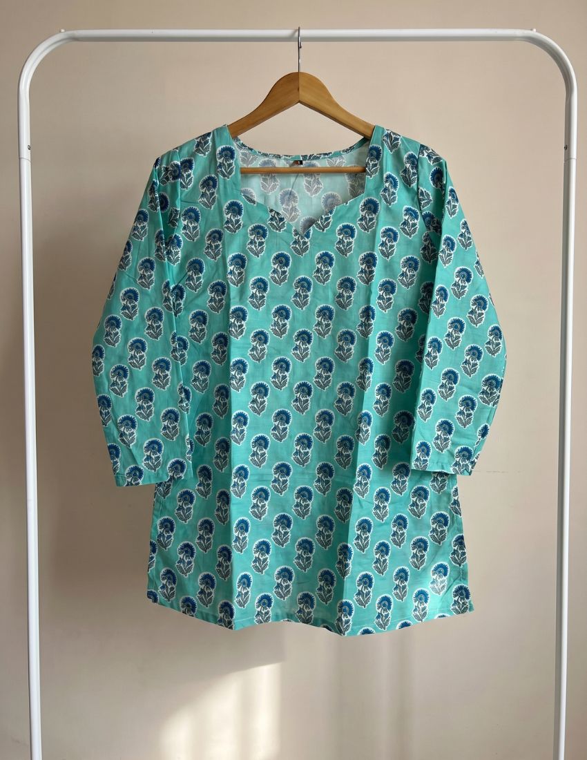 Seafoam Buti Printed Western Top