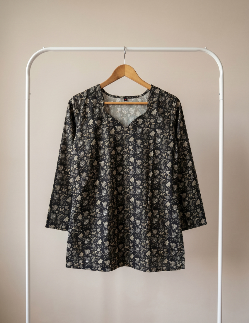 Black Monochrome Printed Top