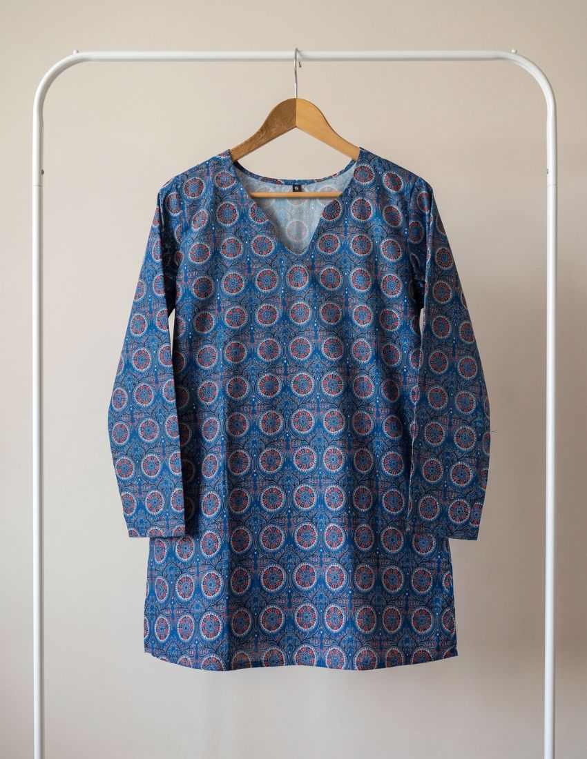 Mandala Printed Top - Royal Blue