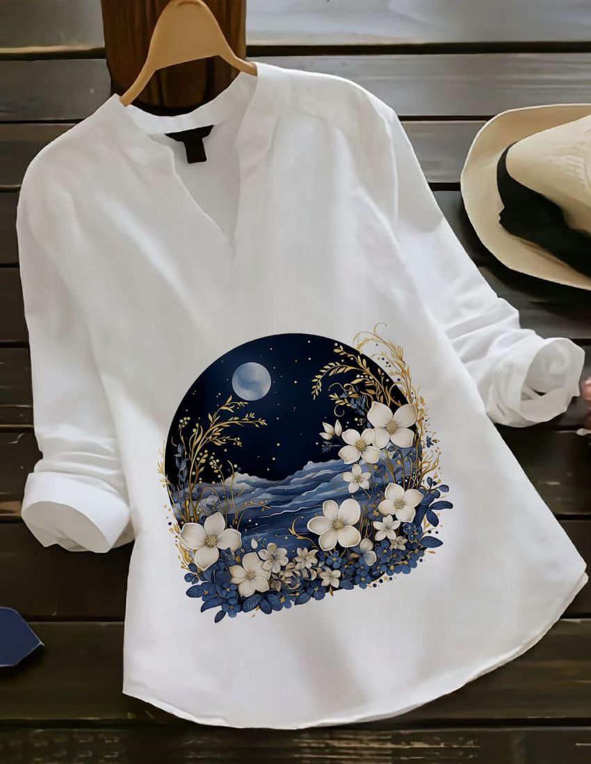 Moonlit Garden Rayon Top for Women