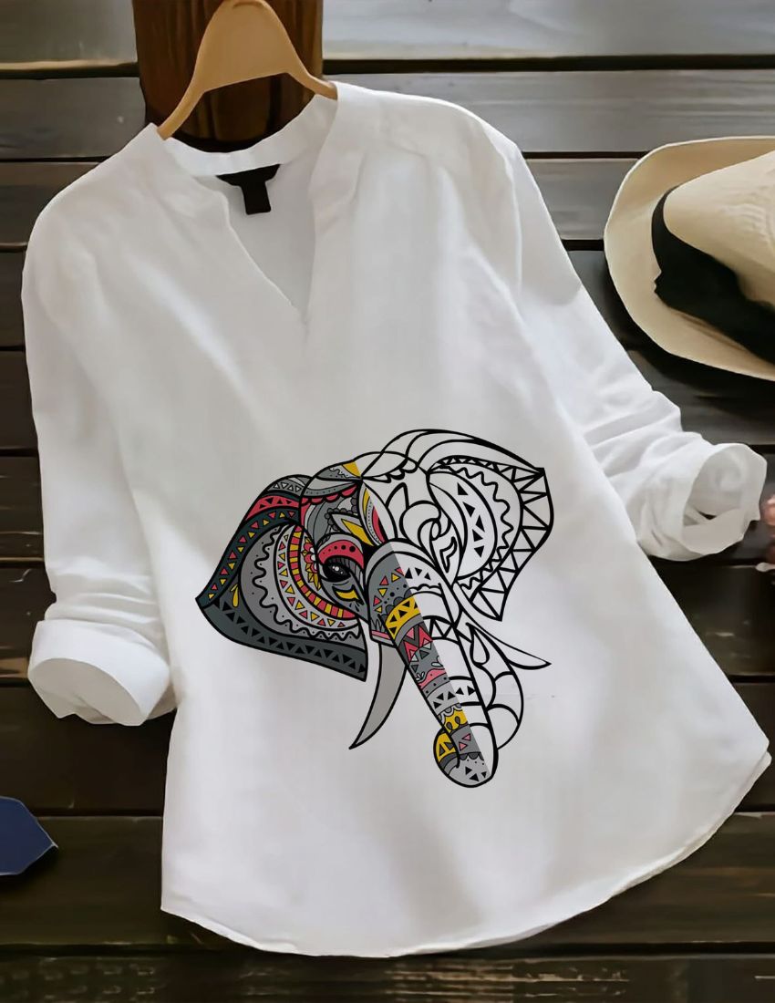 Mandala Elephant Rayon Top for Women