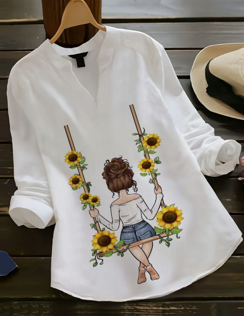 Women's Sunflower Bliss Swing White Top