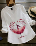 Ballerina Butterfly Graphics Printed Women's Rayon Top