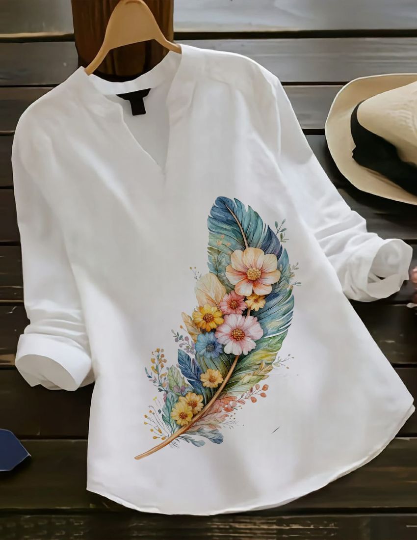 Boho Bloom Women's White Rayon Top