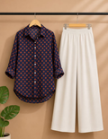 Navy Rust Polka Dot Print Co-Ord Set