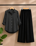 Classic Black Pinstripe Shirt & Palazzo