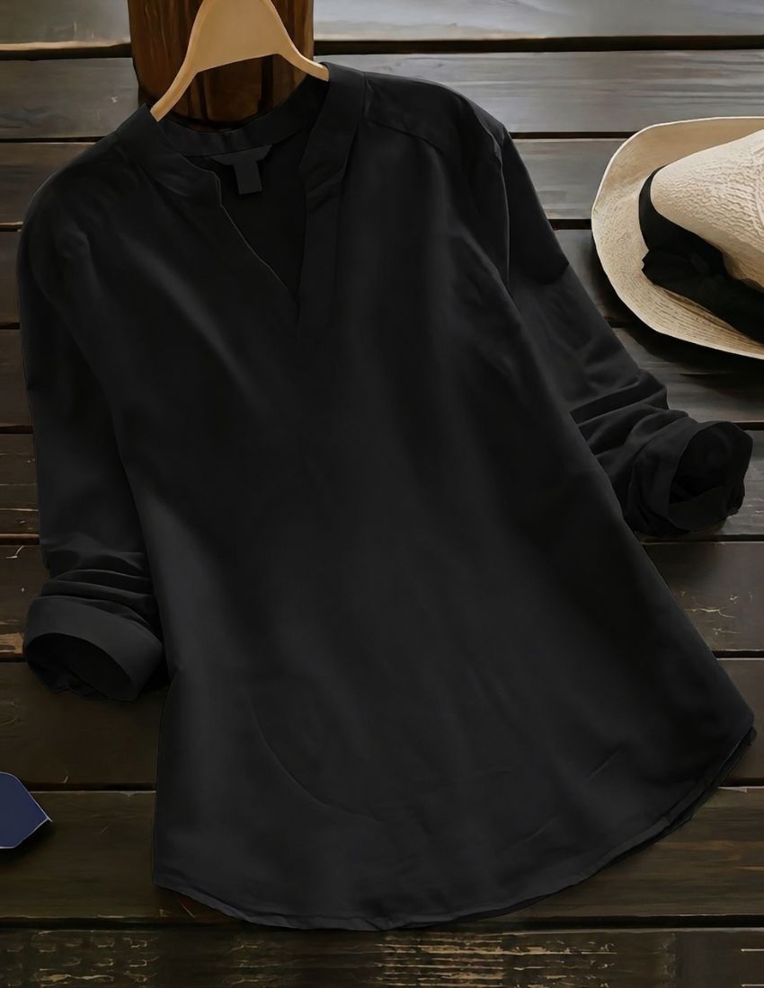 Black V-Neck Tunic Top