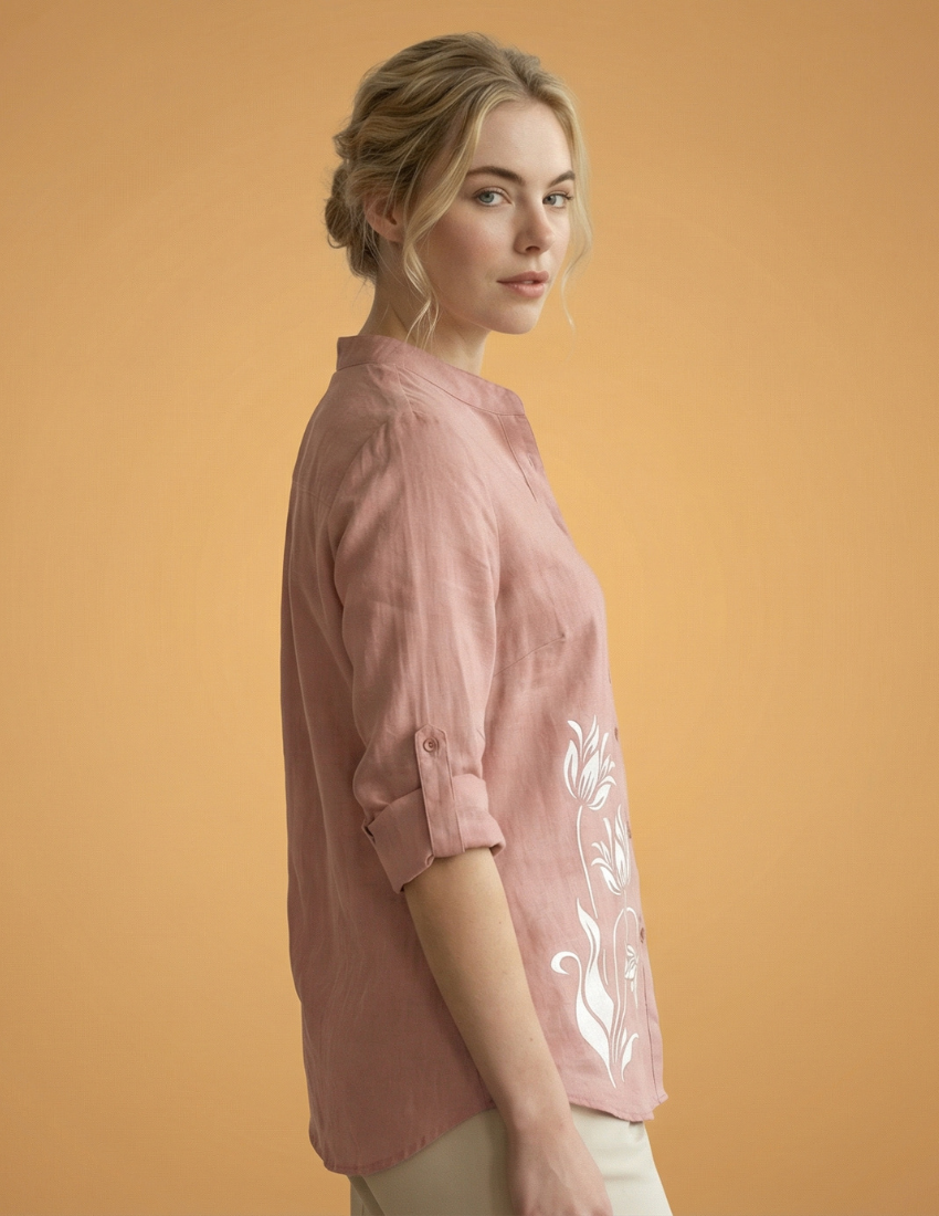 Misty Rose Butterfly Print Floral Women’s Top