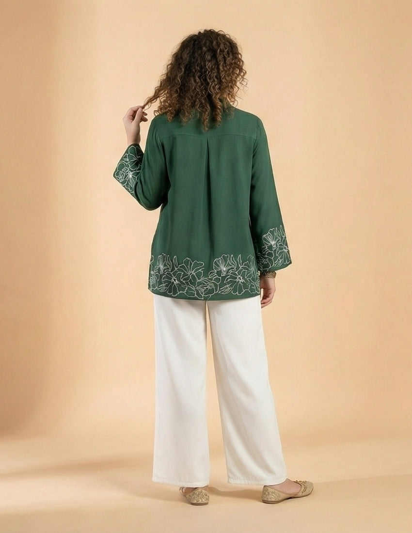 Dark Green Shirt and White Pant