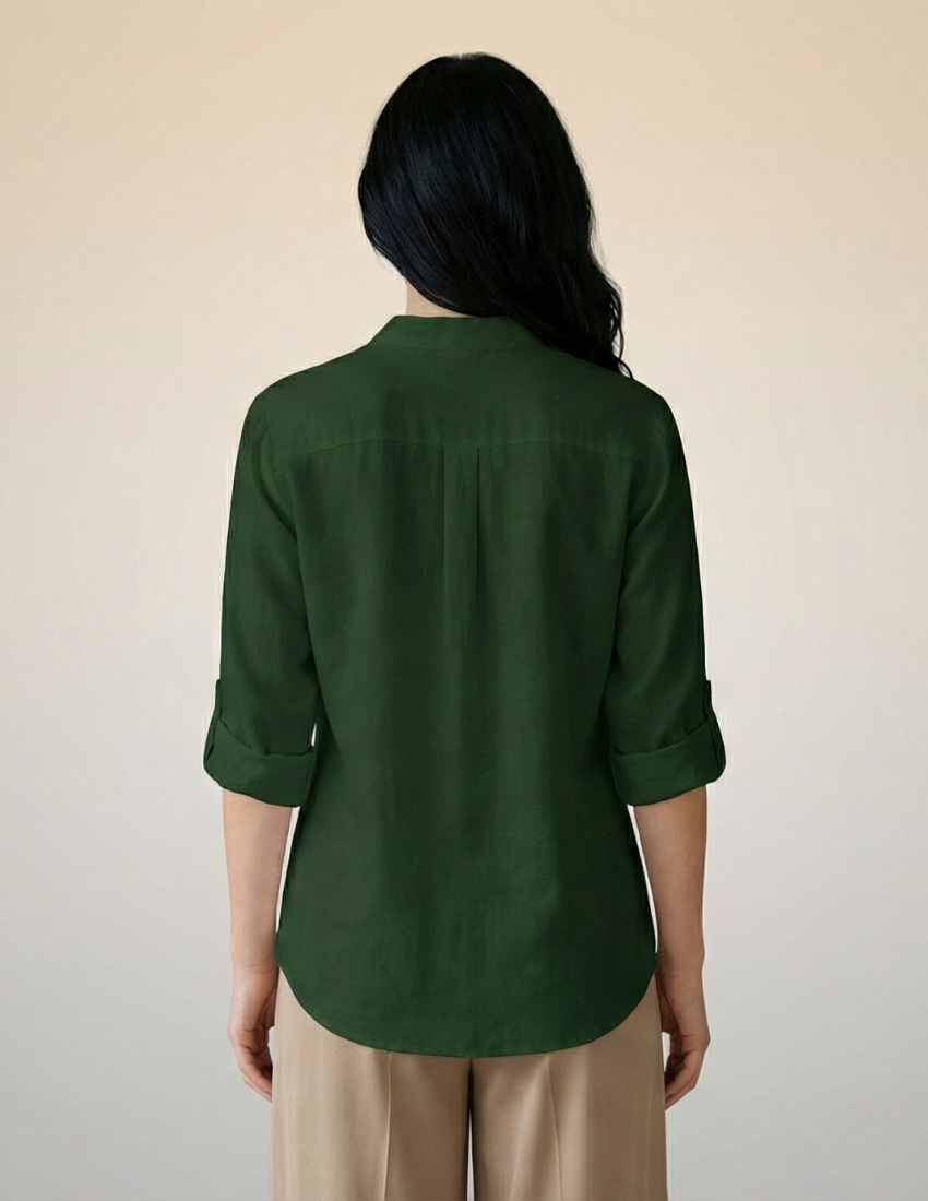 Hunter Green Playful Cats Print Women's Top