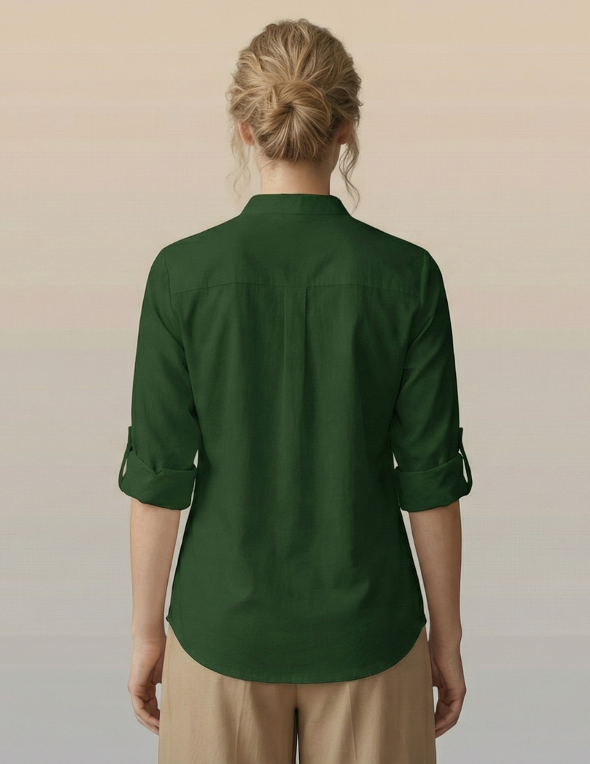 Elegant Emerald Peacock Floral Print Top