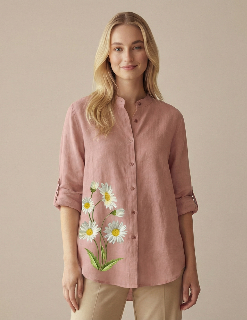 Women’s Daisy Printed Top - Peach