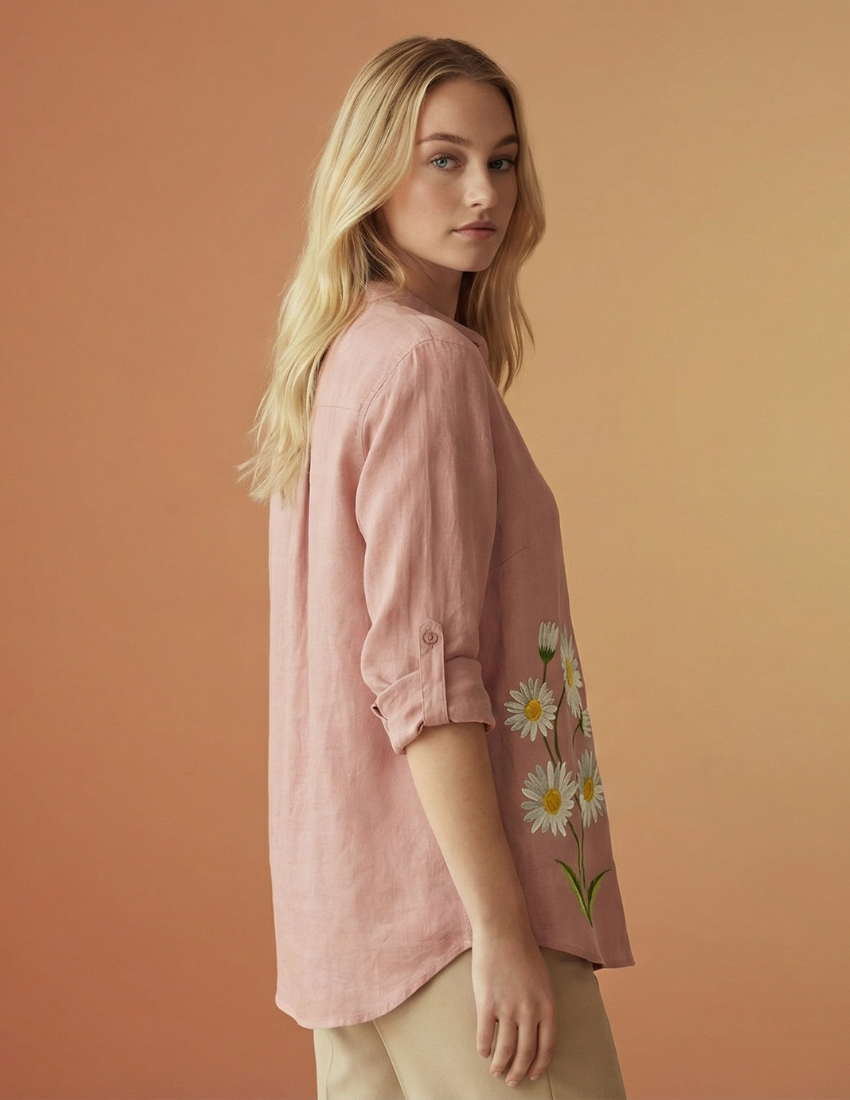 Women’s Daisy Printed Top - Peach