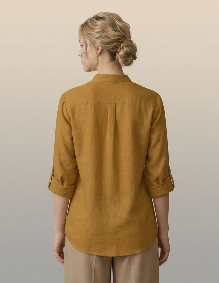 Mustard Yellow Peacock Print Longline Top