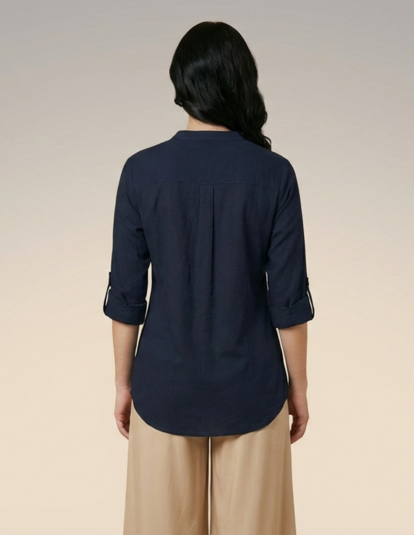 Blue Daisy Printed Long Top