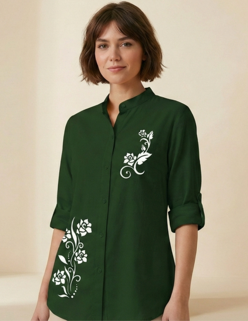 Casual Evergreen Floral Printed Top