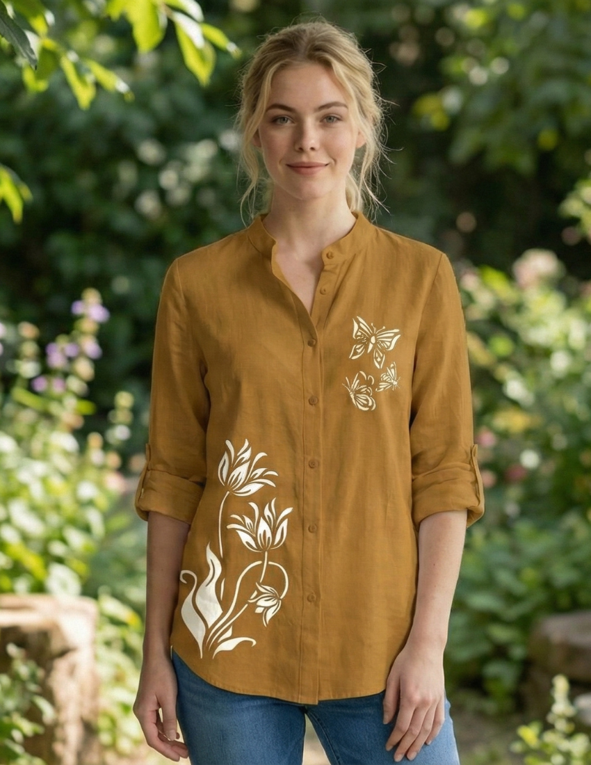 Sunset Petal Butterfly Floral Women’s Top