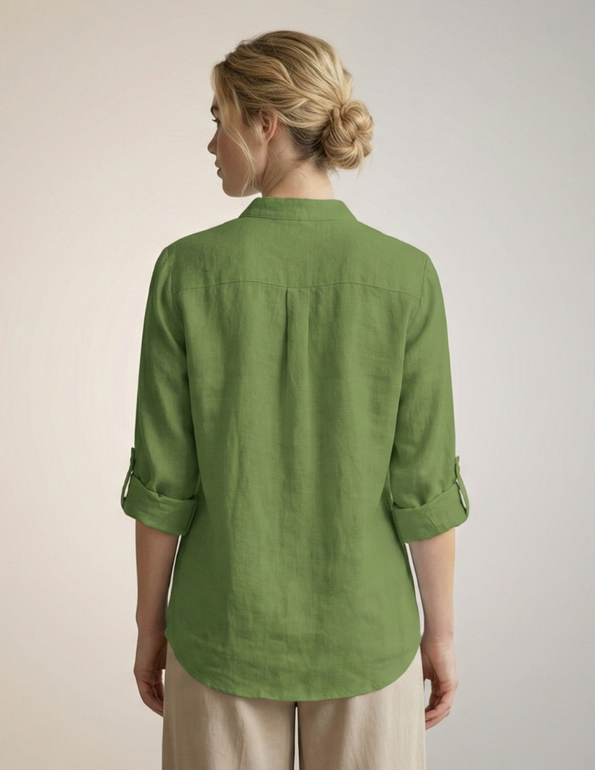 Butterfly Print Casual Women’s Top - Leaf Green