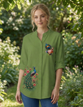 Green Peacock Printed Top