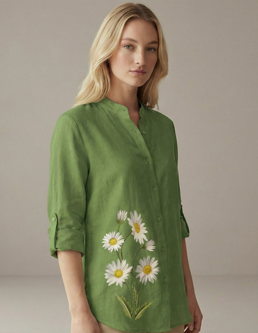 Women’s Light Green Floral Printed Top