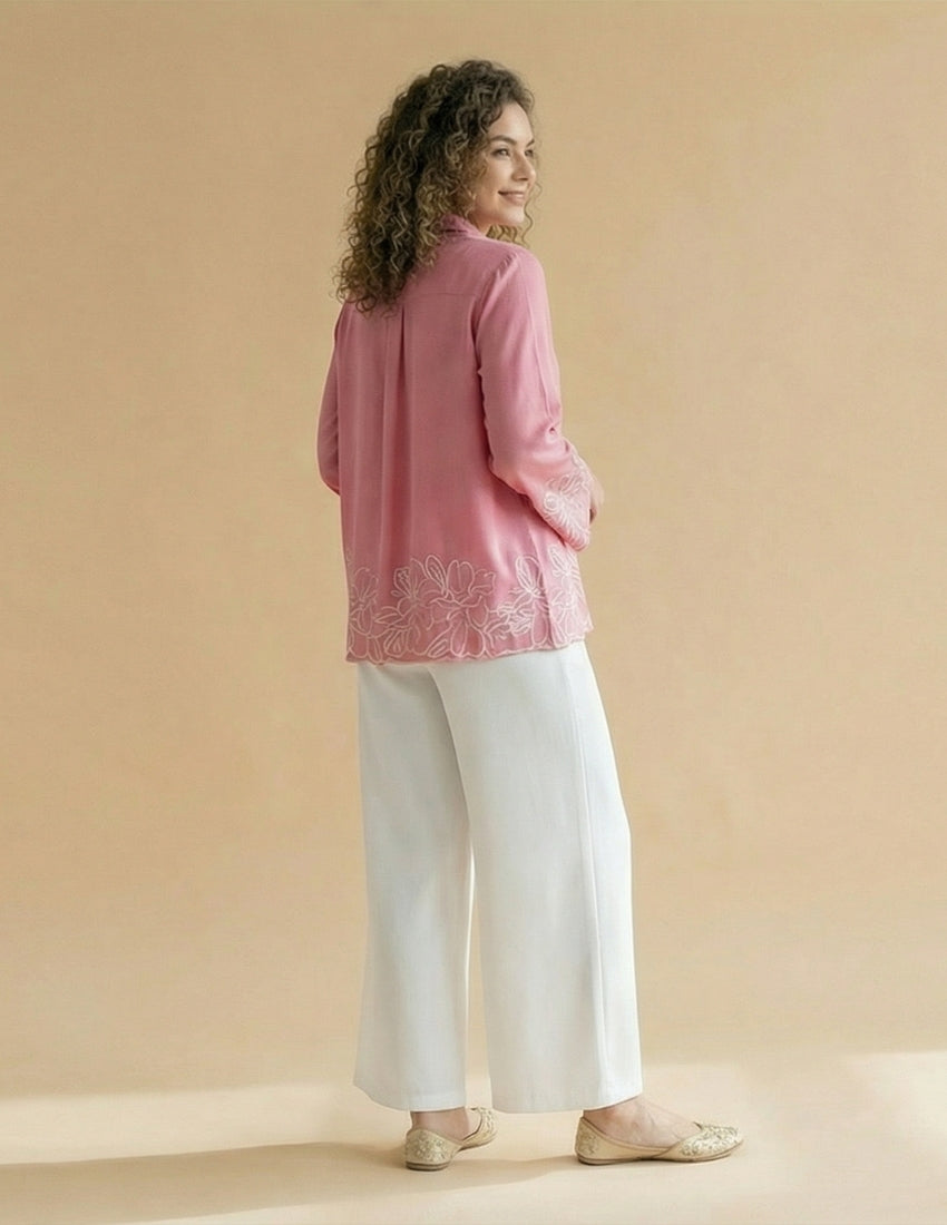 Light Pink Shirt and White Pant