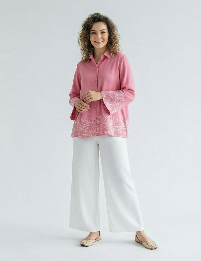 Light Pink Shirt and White Pant