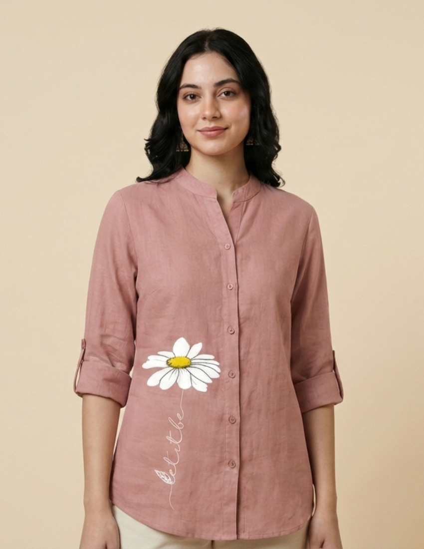 Trendy Peach Daisy Placement Top