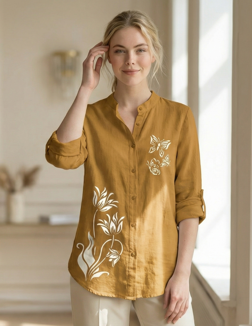 Sunset Petal Butterfly Floral Women’s Top