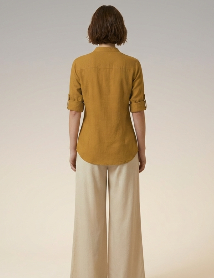 Mustard Yellow Rose Vine Floral Printed Top