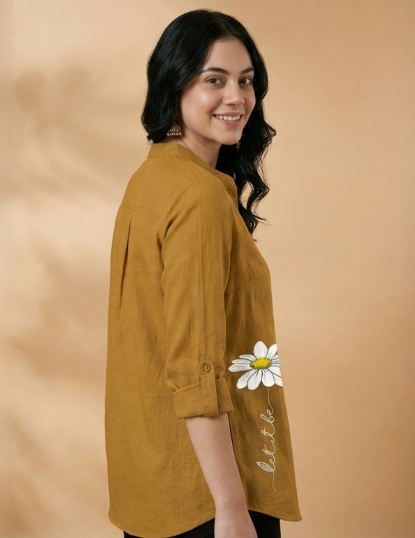 Mustard Yellow Daisy Printed Top