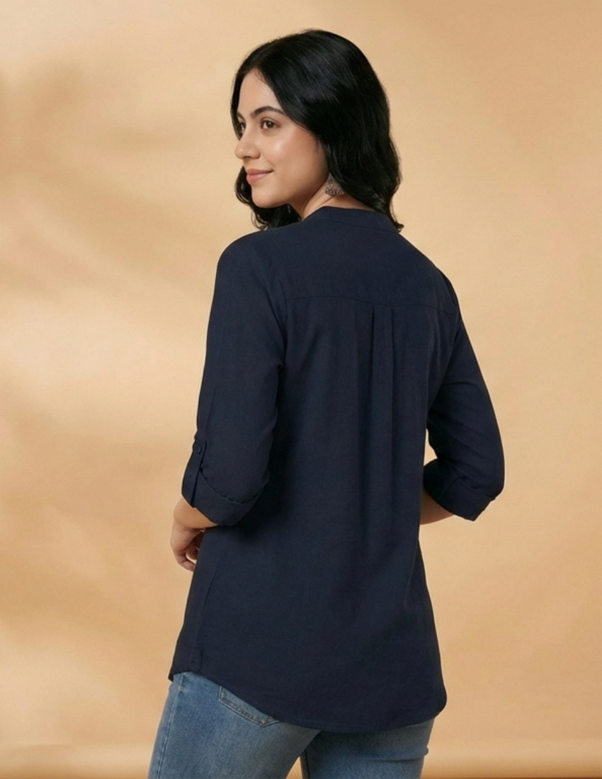 Blue Daisy Printed Long Top