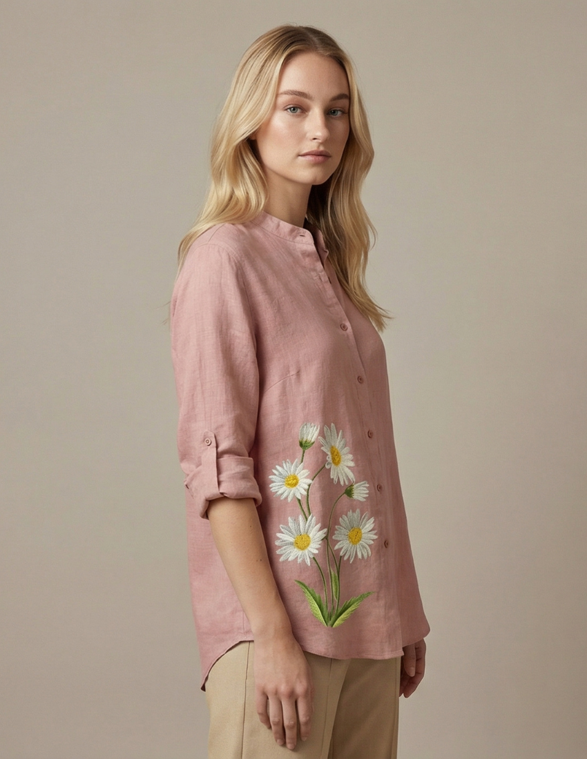 Women’s Daisy Printed Top - Peach