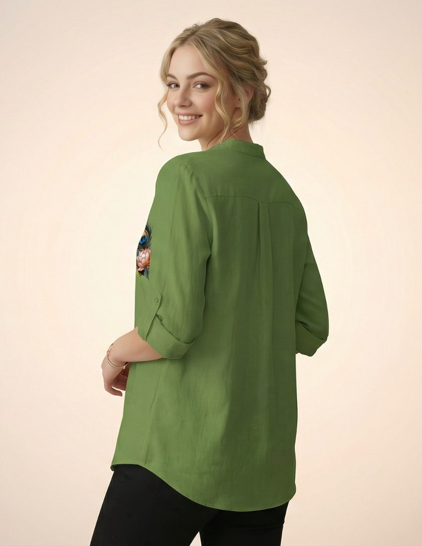 Green Peacock Printed Top