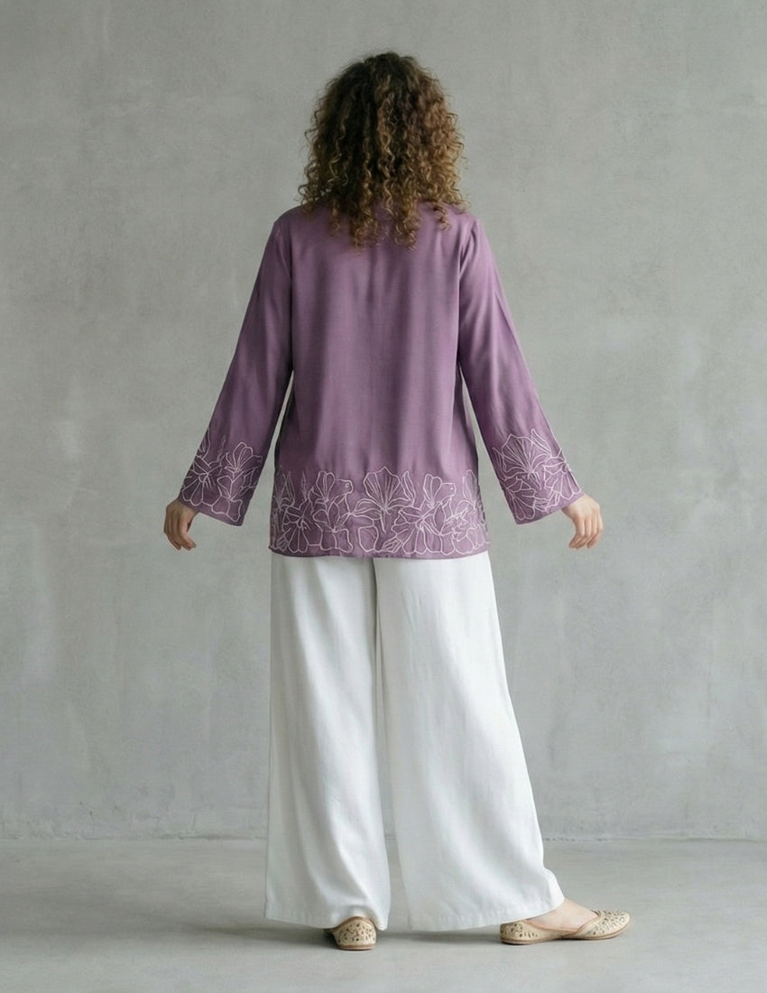 Mauve Purple Shirt and White Pant
