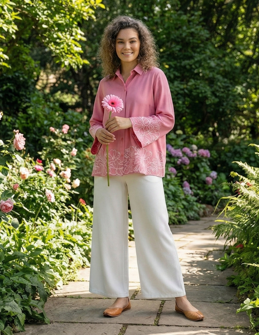 Light Pink Shirt and White Pant