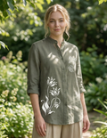 Elegant Dual Print Top - Smoky Grey
