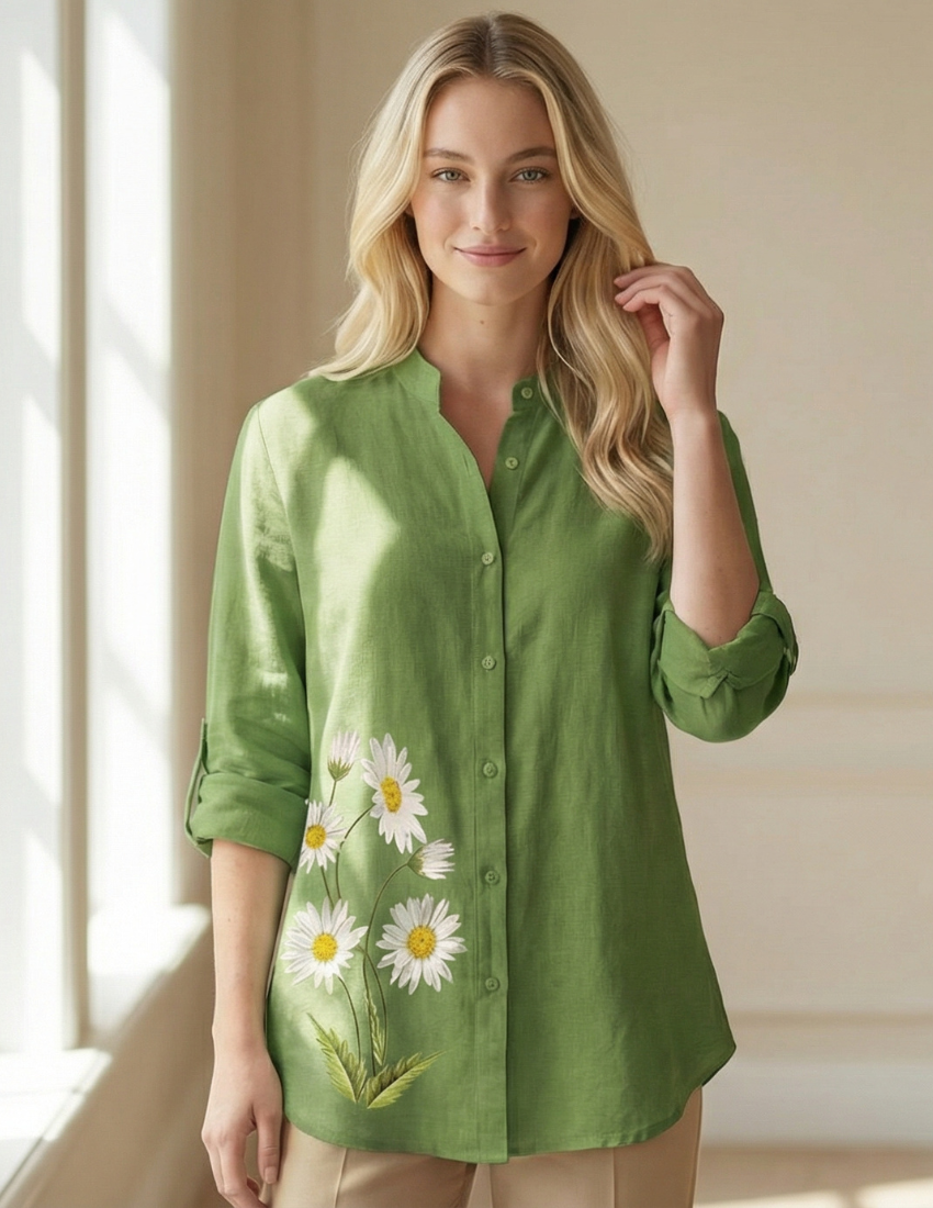 Women’s Light Green Floral Printed Top